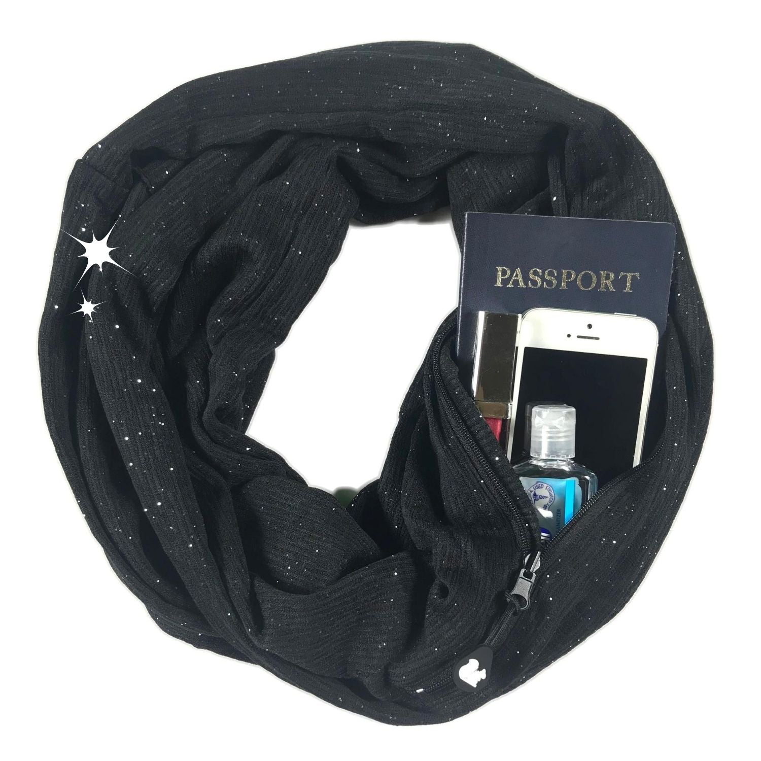 Convertible Infinity Scarf with Pocket™ | Shimmer Black – SHOLDIT® | Modeschals