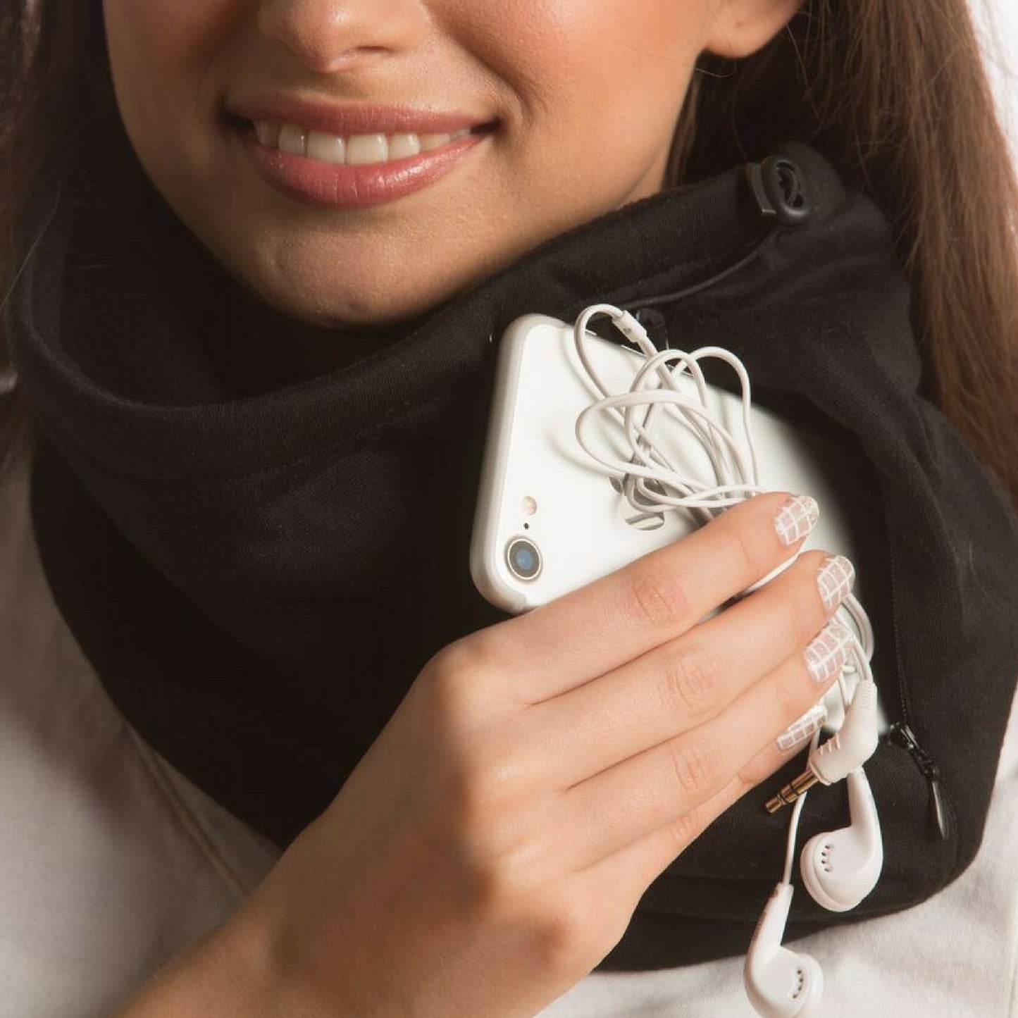 SHOLDIT Convertible Neck Gaiter with Pocket Black Fleece