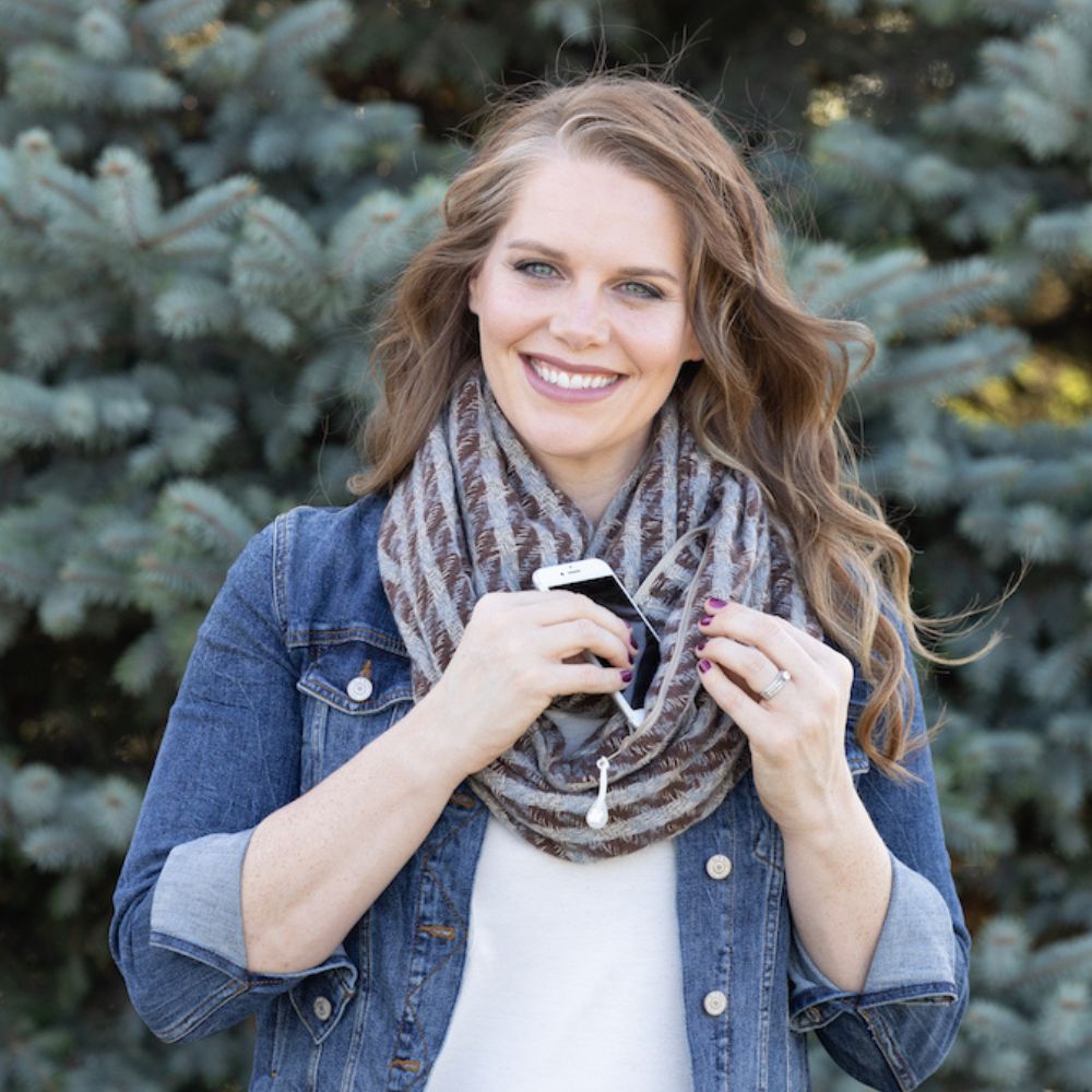 SHOLDIT® Convertible Infinity Scarf with Pocket Edenburgh Coffee doubled