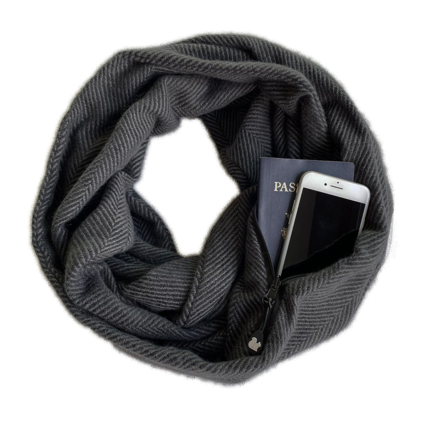 SHOLDIT® Convertible Infinity Scarf with Pocket™ Antigua Charcoal