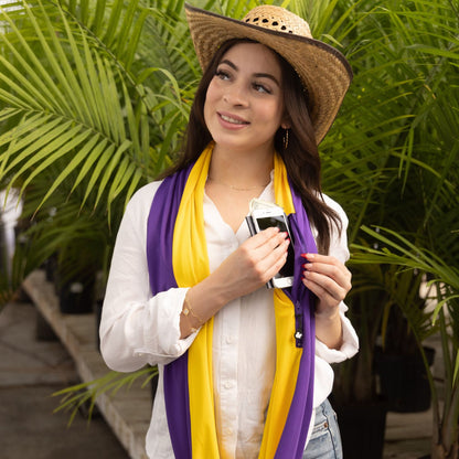 SHOLDIT Convertible Infinity Scarf with Pocket Gold Twist items in pocket shown long