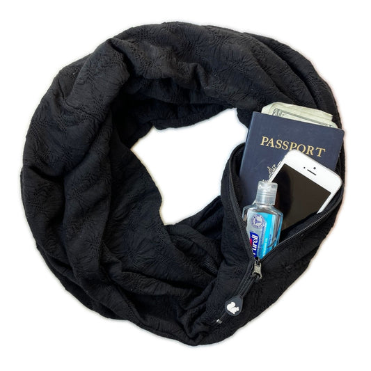SHOLDIT Convertible Infinity Scarf with Pocket Mystic Black