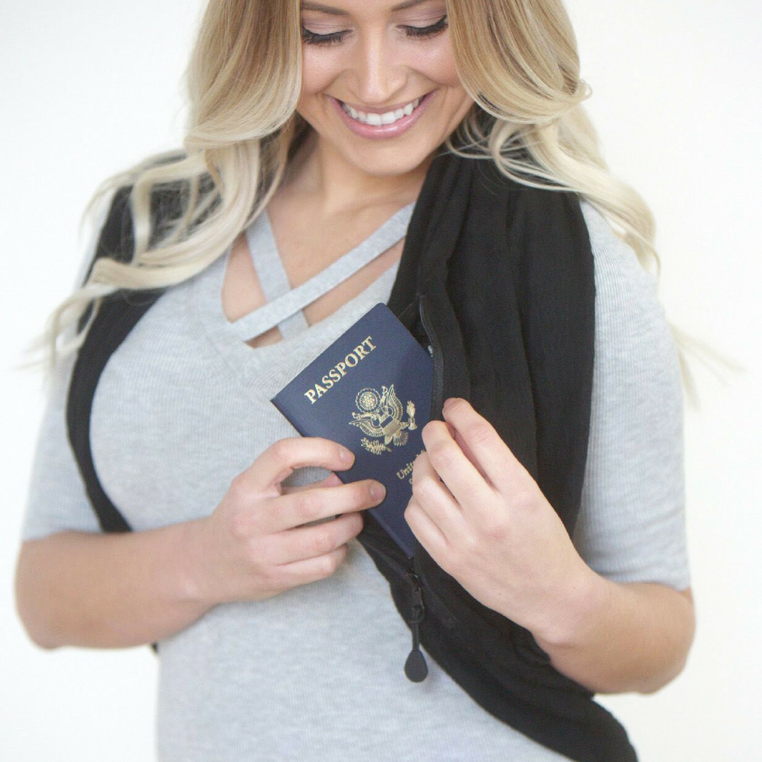  SHOLDIT Convertible Infinity Scarf with Pocket Mystic Black Shrug