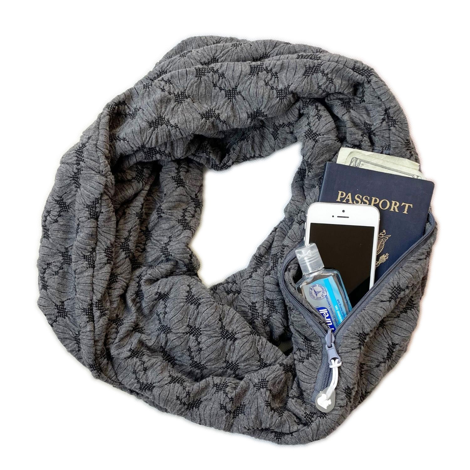 SHOLDIT Convertible Infinity Scarf with Pocket Mystic Grey