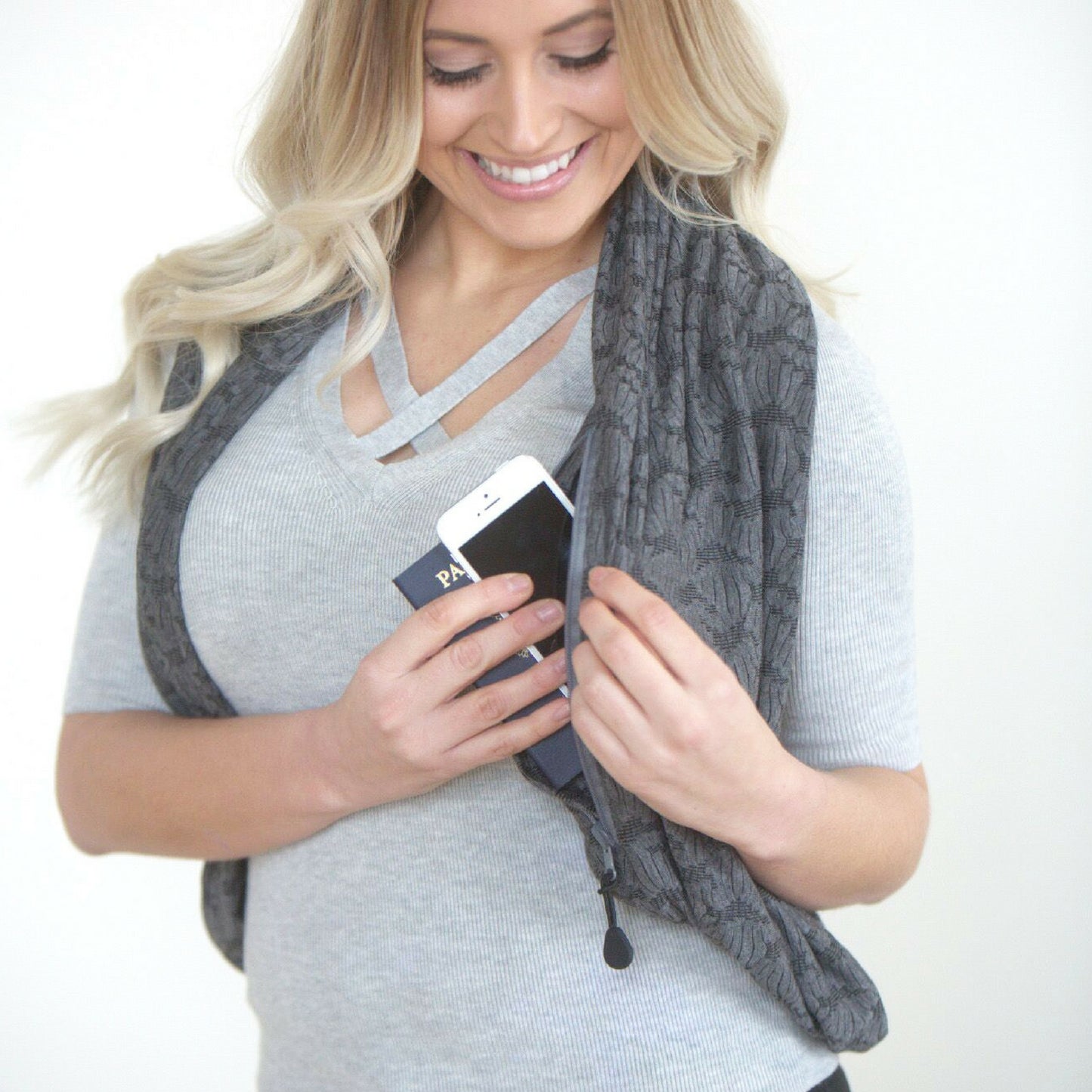  SHOLDIT Convertible Infinity Scarf with Pocket Mystic Grey Shrug
