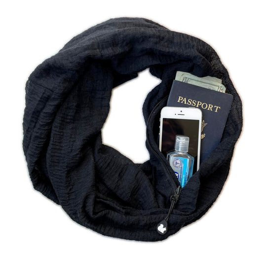 SHOLDIT Convertible Infinity Scarf with Pocket Peaceful Black