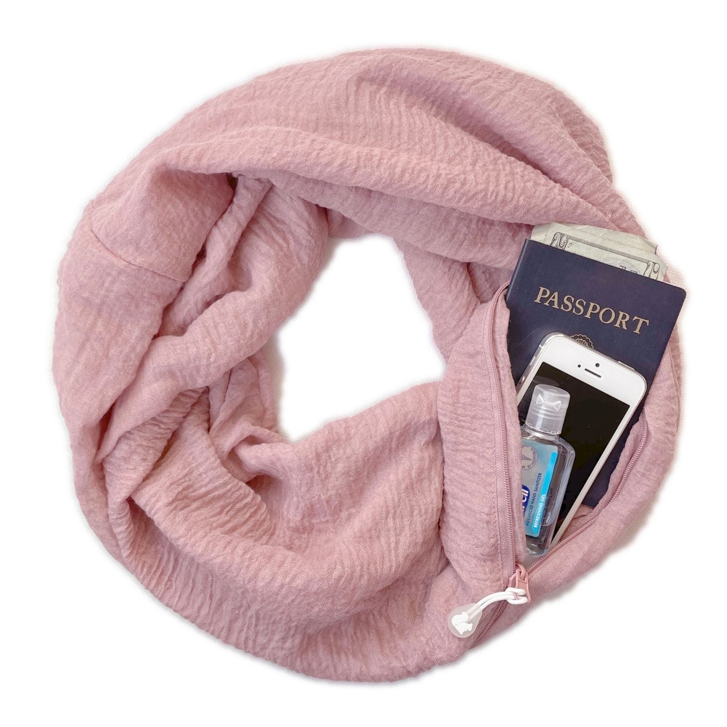 SHOLDIT Convertible Infinity Scarf with Pocket Peaceful Pink