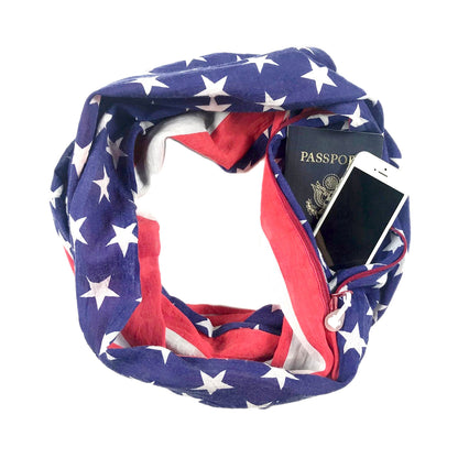 Convertible Infinity Scarf with Pocket Americana Patriotic Collection