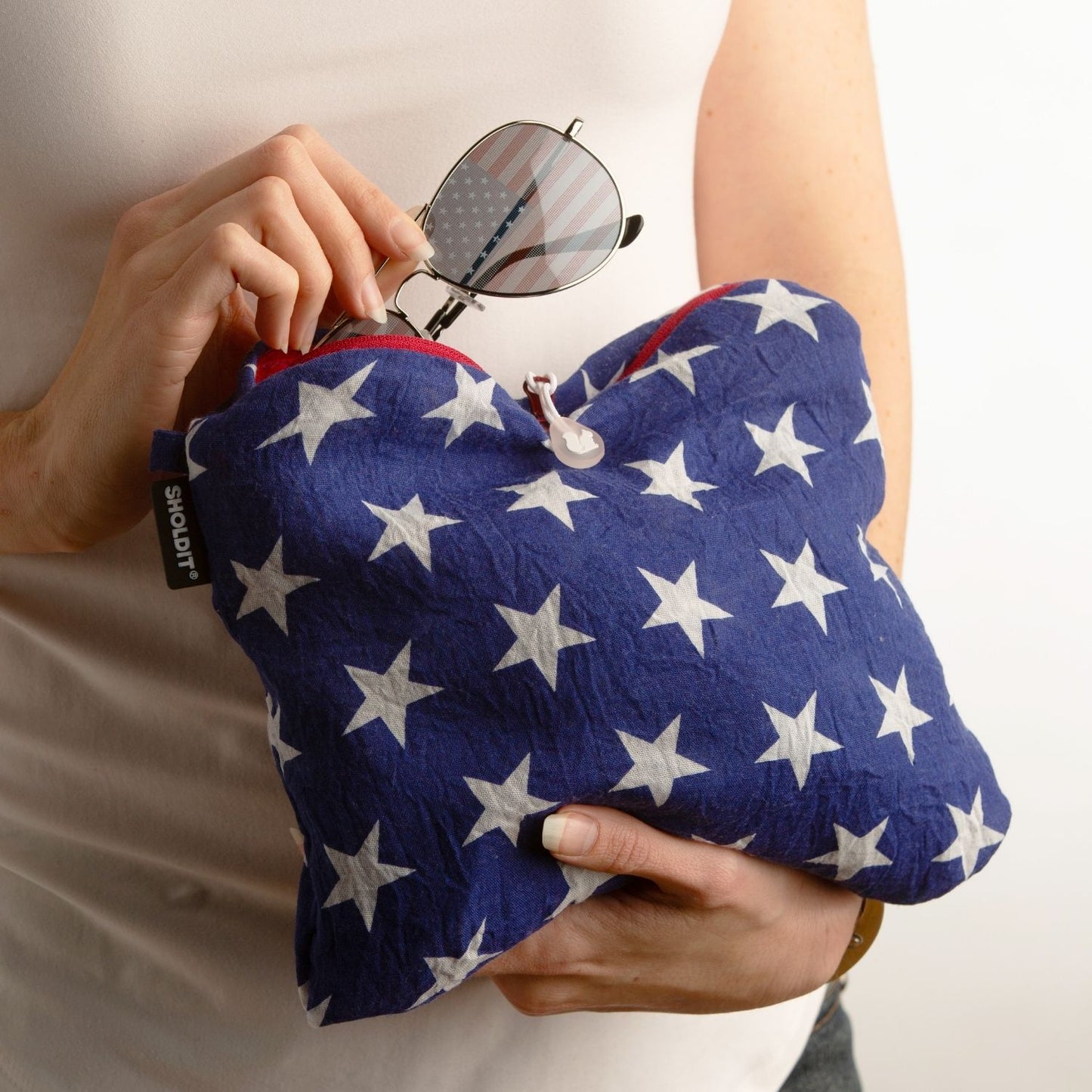 Convertible Infinity Scarf with Pocket Americana Patriotic Collection Clutch