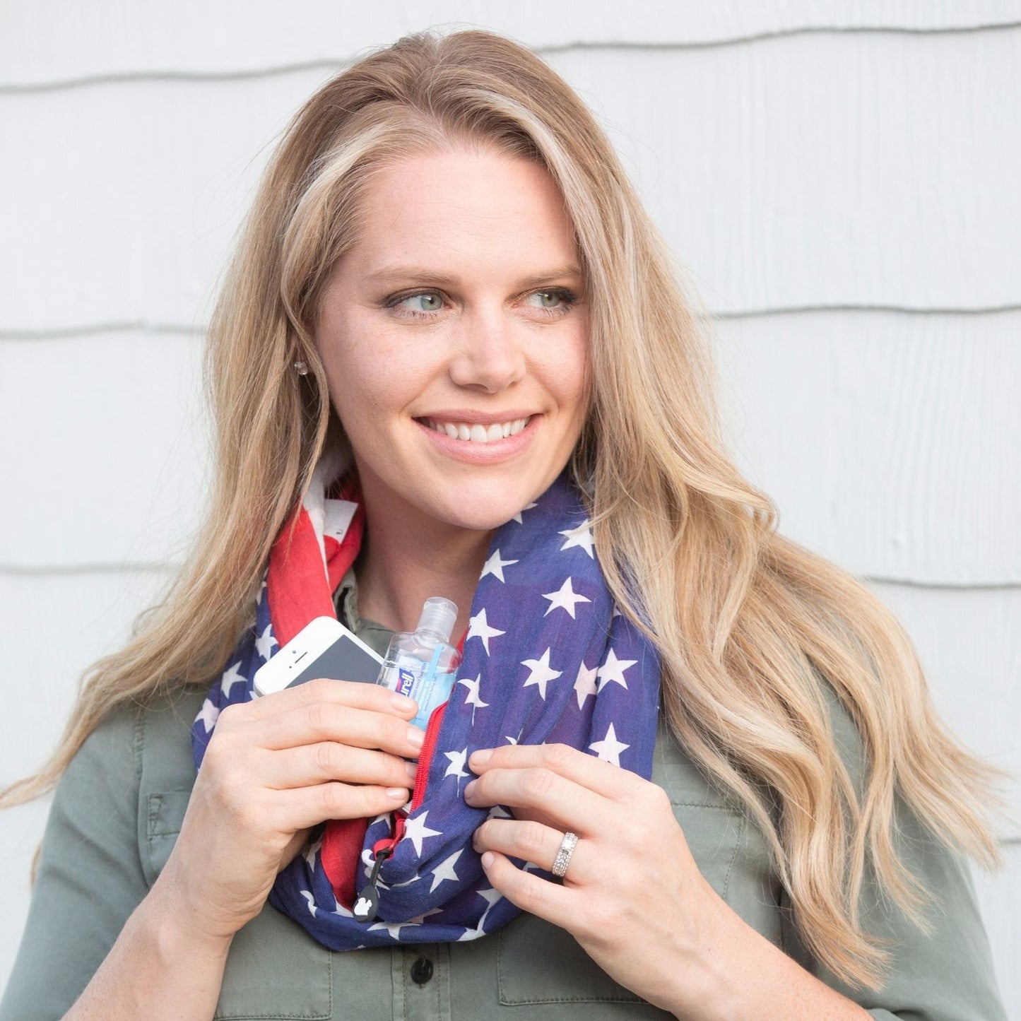 Convertible Infinity Scarf with Pocket Americana Patriotic Collection doubled