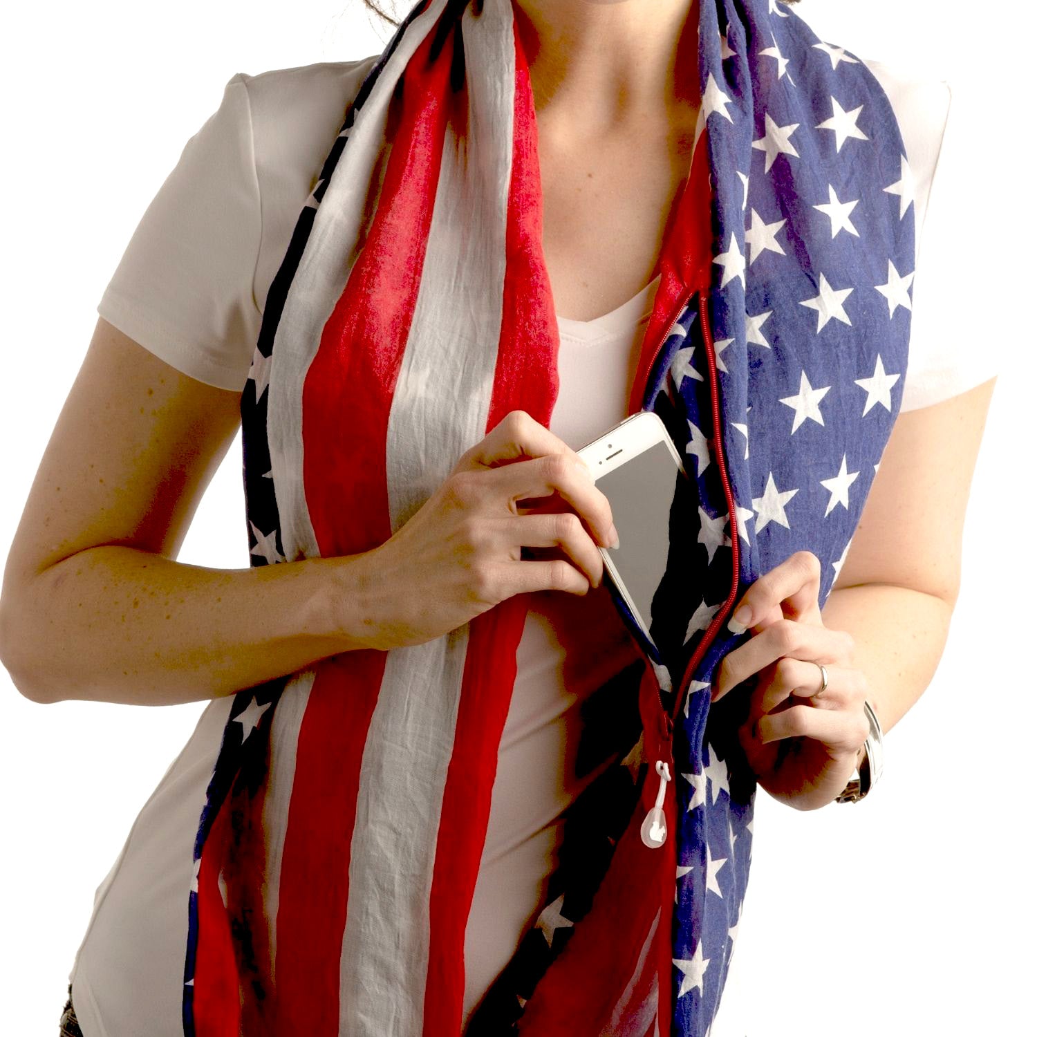 Convertible Infinity Scarf with Pocket Americana Patriotic Collection