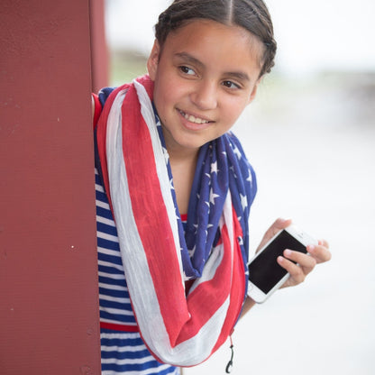 Convertible Infinity Scarf with Pocket Americana Patriotic Collection Youth