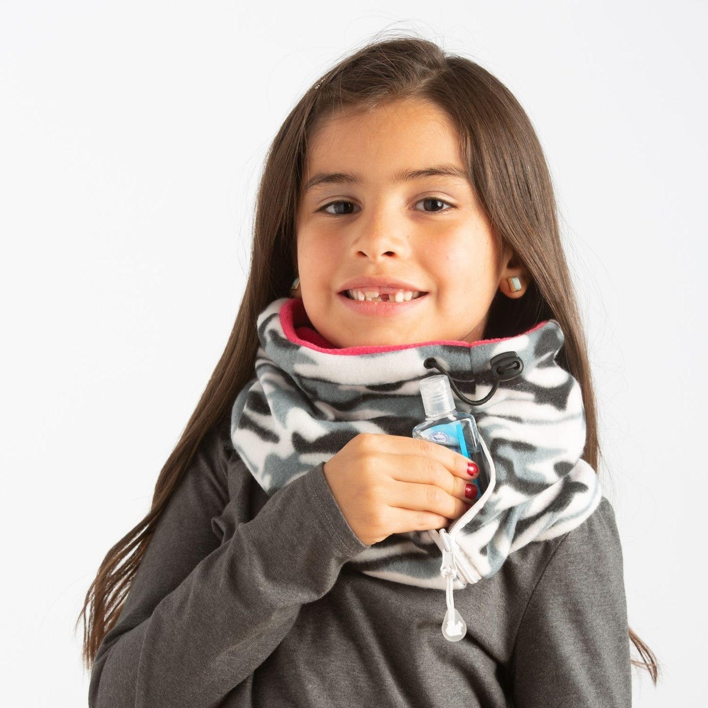 Convertible Neck Gaiter with Pocket Camo Pink Youth